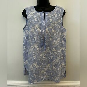 Company Ellen Tracy Floral Linen Sleeveless Top